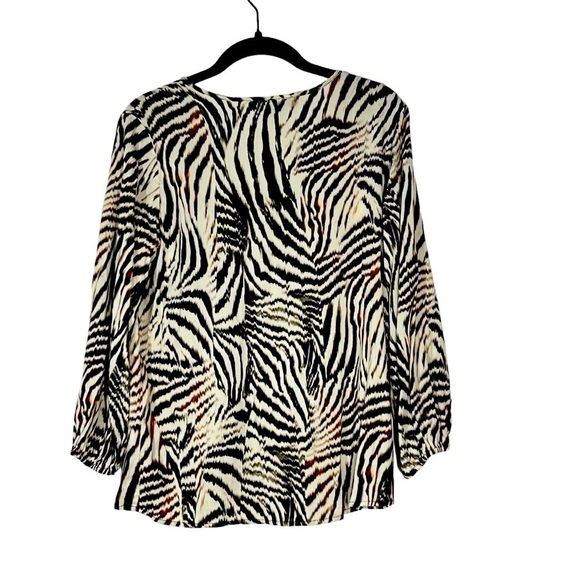 LIVERPOOL Los Angeles Animal Print V-neck Peasant Blouse Top Size M - Picture 13 of 16